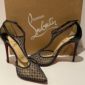 Christian Louboutin Salonu 100 Bas Resille/Nappa Shiny/Patent Black/Black